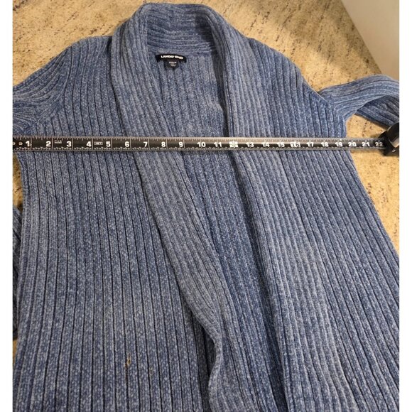 LANDS' END Open Front Soft Ribbed Cardigan Size XS 2-4 Blue - Picture 3 of 13